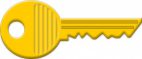 A yellow key with the word " keys " on it.